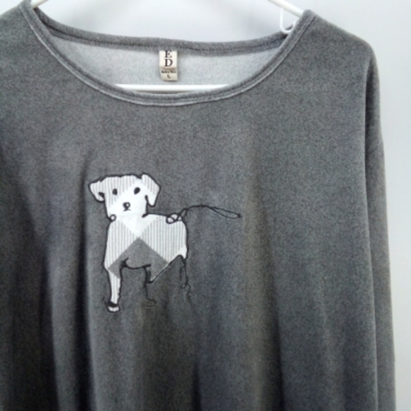 ED Ellen Degeneres Puppy Dog Gray Sleep Sweater L Very Soft Plush - Picture 1 of 8